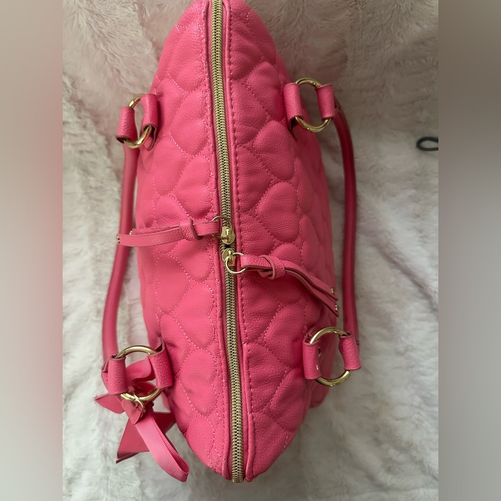 Betsey Johnson Fuschia Be Mine East/West Satchel … - image 5